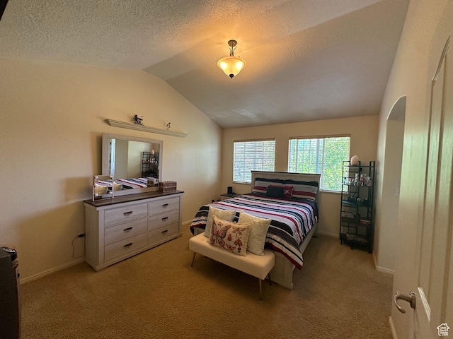 5551 W Geronimo Way S, West Jordan, UT 84081 - bedroom with lofted ceiling, light colored carpet, and a textured ceiling