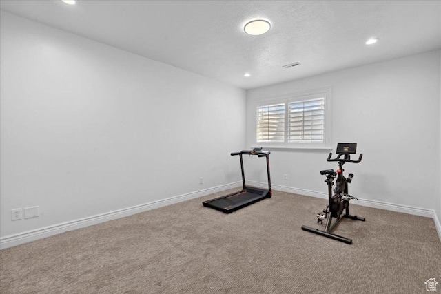 12469 S Patriot Hill Way, Herriman, UT 84096 - workout area featuring carpet flooring, recessed lighting, and a textured ceiling