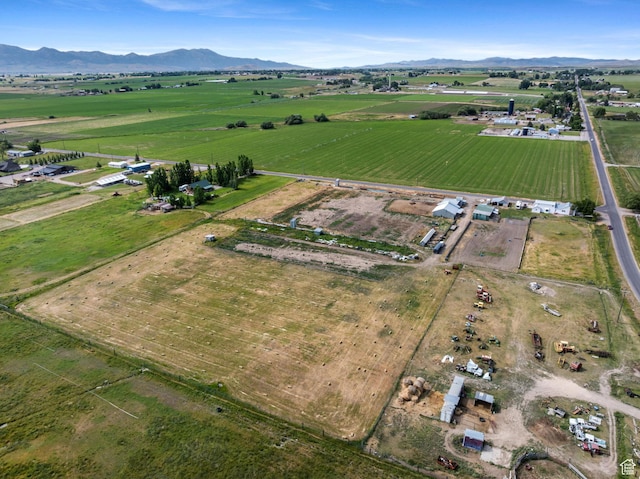 2214 S 1600 E, Preston, ID 83263 - aerial overview of property's location with rural landscape, farmland, and a mountain backdrop
