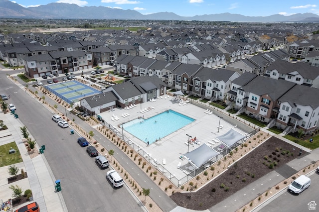 3637 W 1480 N Unit 302, Lehi, UT 84043 - aerial view of a pool area and a mountainous background