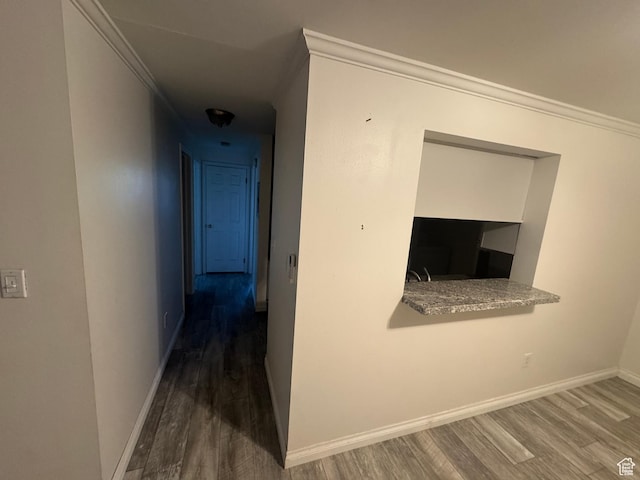 550 400 E Unit 3307, Salt Lake City, UT 84111 - hallway with wood finished floors and crown molding