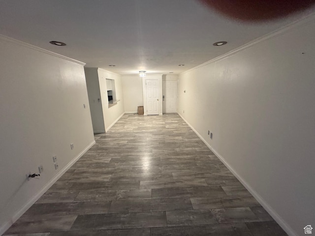 550 400 E Unit 3307, Salt Lake City, UT 84111 - hall with crown molding, recessed lighting, and dark wood-style flooring