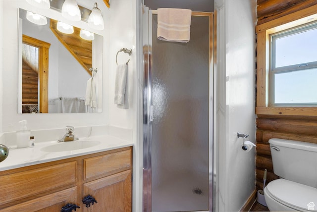 5 Mirror Lake Hwy Unit 5-2, Coalville, UT 84017 - full bath with vanity, a stall shower, and log walls