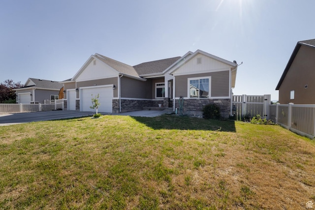 933 S 250 W, Vernal, UT 84078 - view of front of property with stone siding, an attached garage, driveway, and board and batten siding