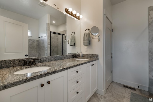 933 S 250 W, Vernal, UT 84078 - full bathroom with a shower stall, double vanity, and marble finish flooring
