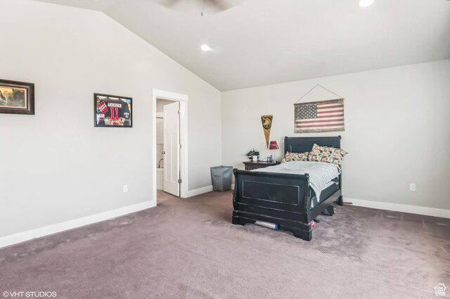 2086 W White Pine Dr S, Layton, UT 84041 - carpeted bedroom with lofted ceiling, recessed lighting, and ceiling fan