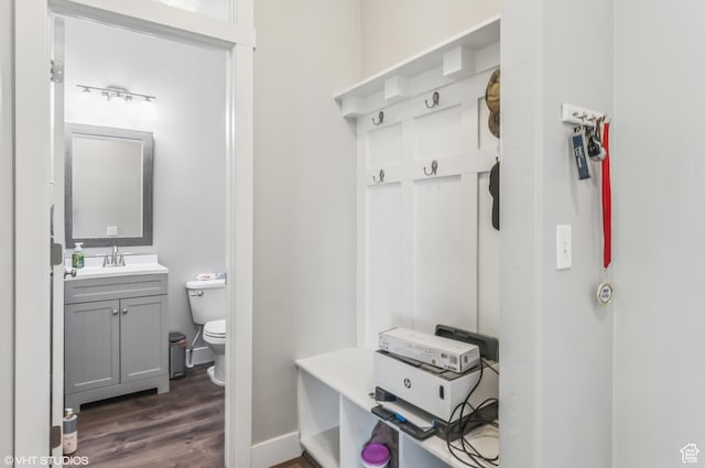2086 W White Pine Dr S, Layton, UT 84041 - mudroom featuring dark wood-style floors and a sink