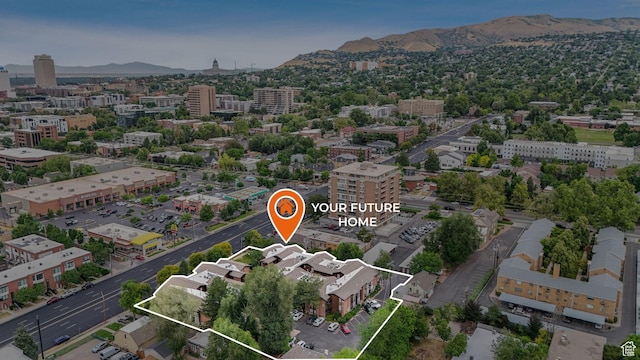 249 S 700 E Unit 58, Salt Lake City, UT 84102 - aerial view of property's location with property boundaries highlighted and mountains