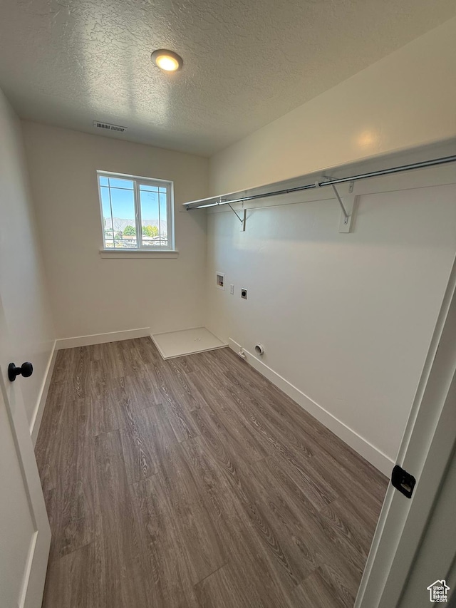 482 N 460 E Lot 6, Salem, UT 84653 - washroom with electric dryer hookup, a textured ceiling, wood finished floors, and washer hookup