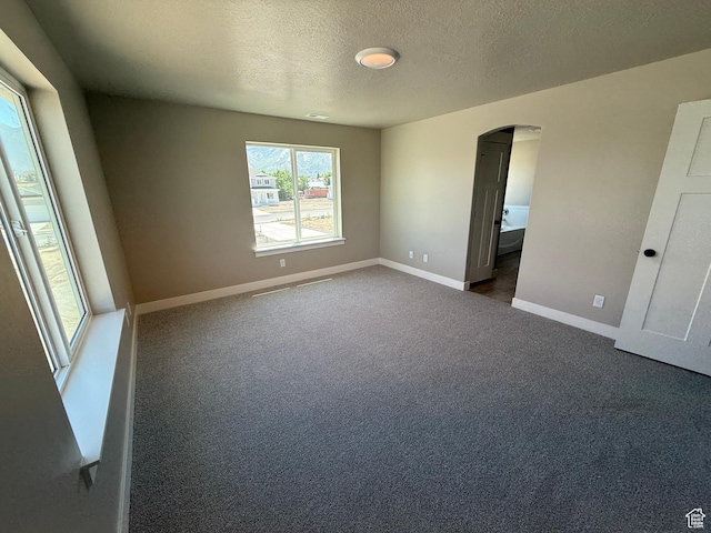 482 N 460 E Lot 6, Salem, UT 84653 - unfurnished room featuring arched walkways, dark carpet, and a textured ceiling