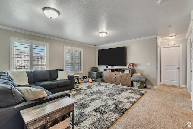 3569 E Rock Creek Rd Unit G1, Eagle Mountain, UT 84005 - carpeted living area featuring crown molding and a textured ceiling