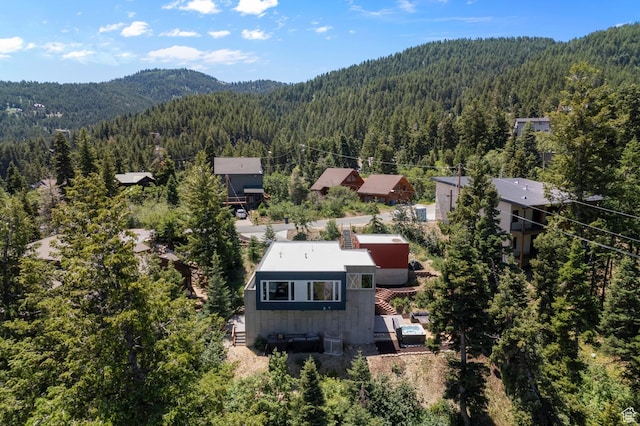 105 S Crestview Cir, Park City, UT 84098 - aerial view of property and surrounding area with a heavily wooded area and a mountainous background