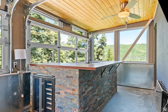 105 S Crestview Cir, Park City, UT 84098 - unfurnished sunroom with wine cooler and a ceiling fan