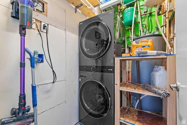 105 S Crestview Cir, Park City, UT 84098 - laundry room featuring stacked washing machine and dryer