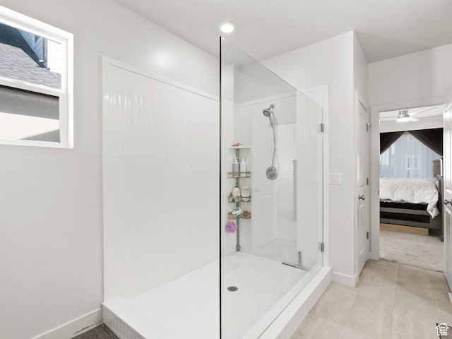 1583 W Andover Rd, South Jordan, UT 84095 - full bathroom featuring ensuite bathroom, walk in shower, and ceiling fan