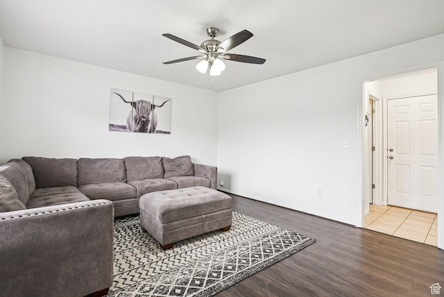468 E Lindy Way N, Tooele, UT 84074 - living room featuring a ceiling fan and wood finished floors
