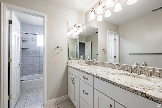 999 S Fairway Cir, Fruit Heights, UT 84037 - bathroom featuring double vanity, tile patterned flooring, and bathing tub / shower combination