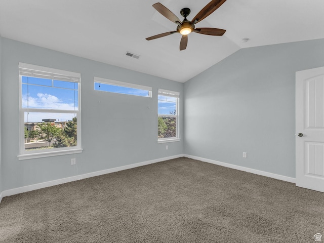 81 E E Side Hill Ln S, Draper, UT 84020 - carpeted spare room featuring a ceiling fan and vaulted ceiling