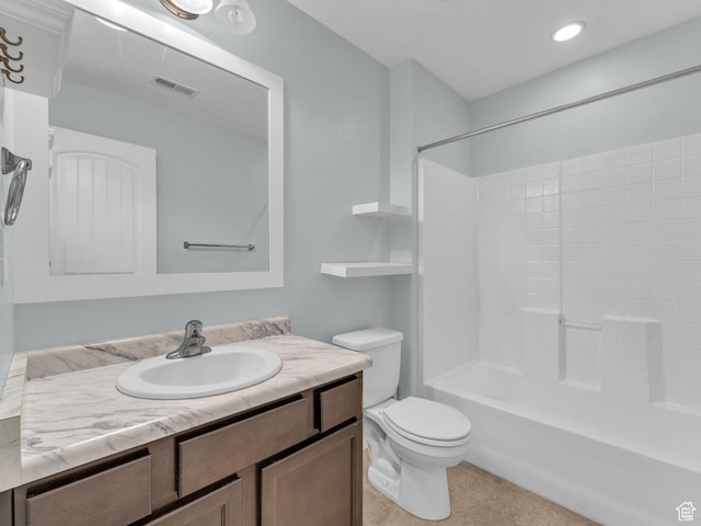 81 E E Side Hill Ln S, Draper, UT 84020 - bathroom featuring vanity, bathtub / shower combination, tile patterned floors, and recessed lighting