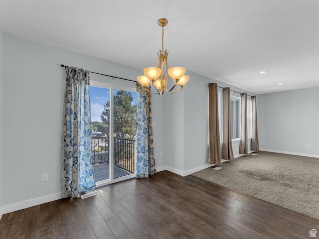 81 E E Side Hill Ln S, Draper, UT 84020 - empty room featuring a chandelier, wood finished floors, and recessed lighting