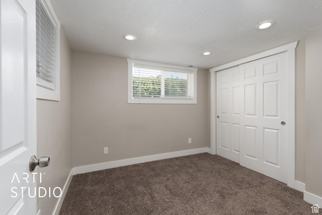 45 N 900 W, Provo, UT 84601 - unfurnished bedroom with carpet flooring, a textured ceiling, recessed lighting, and a closet