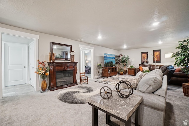 287 S Hayes Well Ln, Saratoga Springs, UT 84045 - carpeted living area with a glass covered fireplace and baseboards