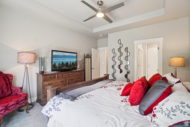 287 S Hayes Well Ln, Saratoga Springs, UT 84045 - carpeted bedroom featuring a raised ceiling and ceiling fan