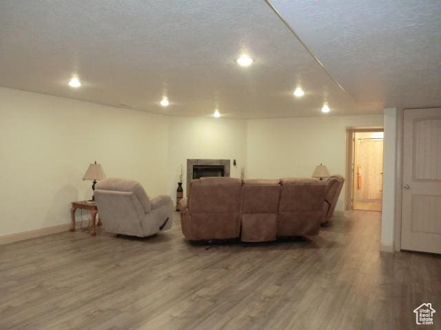 320 S 1125 W, Parowan, UT 84761 - living area with wood finished floors, a fireplace, and recessed lighting