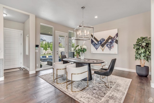 11531 S 840 W, Draper, UT 84020 - dining room with a chandelier, dark wood finished floors, and recessed lighting