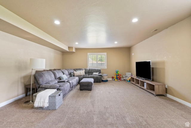 5584 N Gentle Breeze Ct, Stansbury Park, UT 84074 - living area featuring carpet and recessed lighting