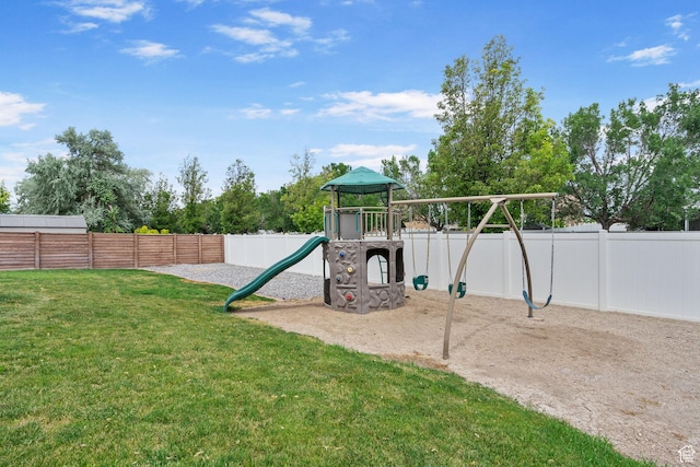5584 N Gentle Breeze Ct, Stansbury Park, UT 84074 - fenced backyard with a playground