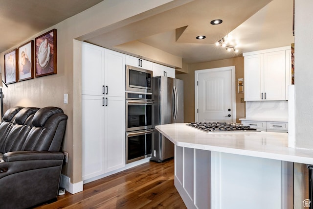 534 E 1400th St S, Bountiful, UT 84010 - kitchen featuring appliances with stainless steel finishes, open floor plan, dark wood-style floors, white cabinetry, and recessed lighting