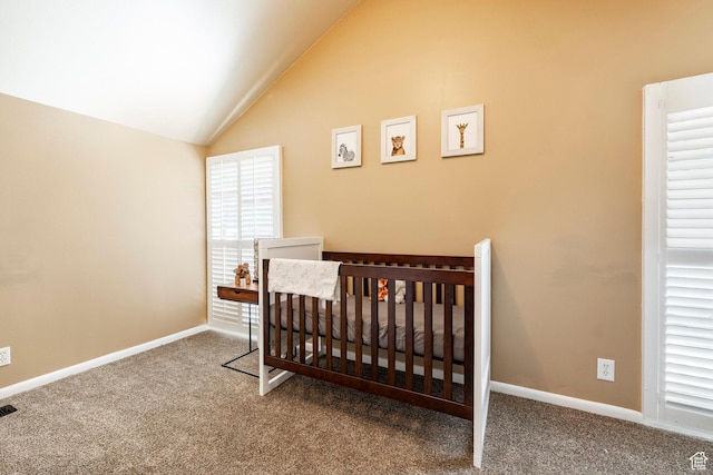 534 E 1400th St S, Bountiful, UT 84010 - bedroom featuring carpet flooring, lofted ceiling, and a crib