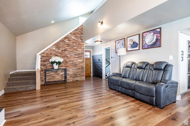 534 E 1400th St S, Bountiful, UT 84010 - living area with a towering ceiling, wood finished floors, and stairway