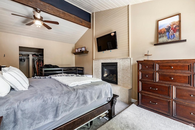 534 E 1400th St S, Bountiful, UT 84010 - carpeted bedroom with a glass covered fireplace, a closet, and a ceiling fan