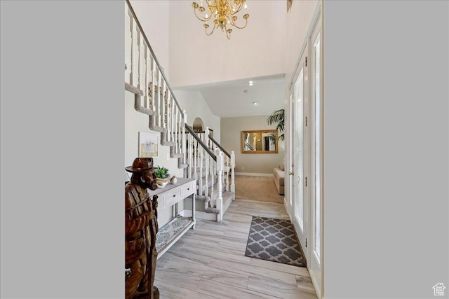 3680 N 2300 E, Layton, UT 84040 - foyer with stairs, a chandelier, and a high ceiling