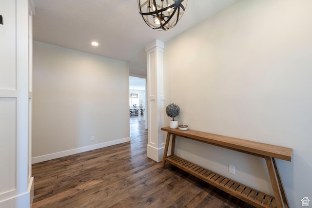 1233 S 2240 E, Heber City, UT 84032 - hallway featuring wood finished floors, a chandelier, and recessed lighting