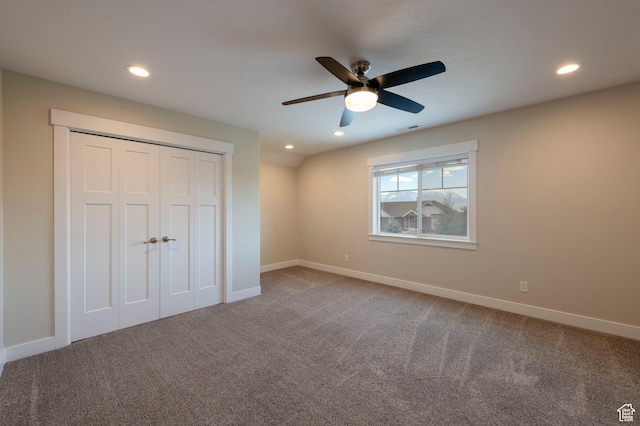 1233 S 2240 E, Heber City, UT 84032 - unfurnished bedroom featuring carpet, recessed lighting, a closet, and ceiling fan