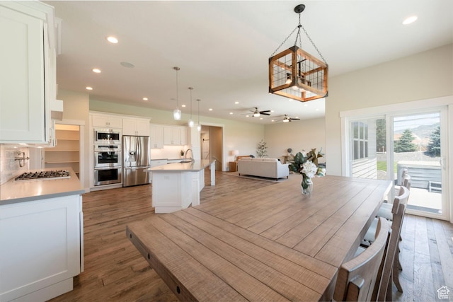 1233 S 2240 E, Heber City, UT 84032 - dining room featuring recessed lighting, wood finished floors, and ceiling fan