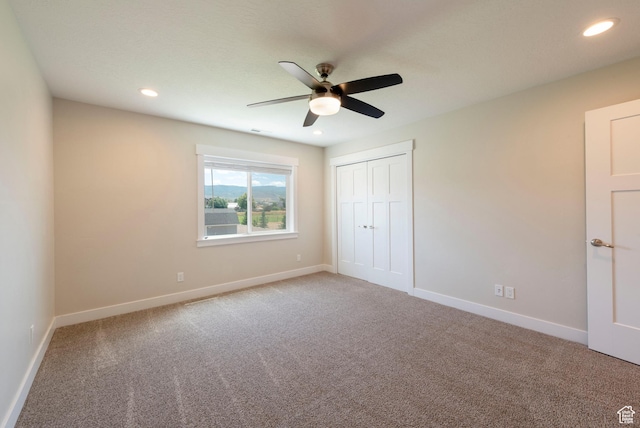 1233 S 2240 E, Heber City, UT 84032 - unfurnished bedroom with carpet, ceiling fan, recessed lighting, and a closet