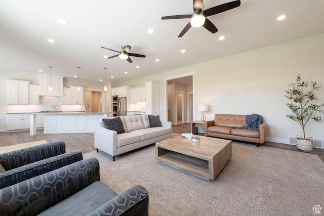 1233 S 2240 E, Heber City, UT 84032 - living area featuring ceiling fan and recessed lighting