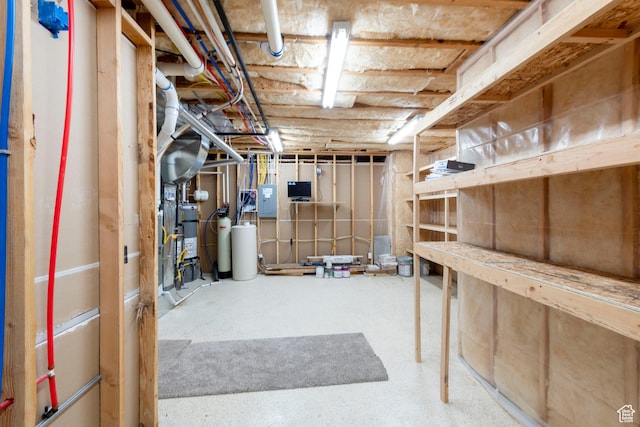 1233 S 2240 E, Heber City, UT 84032 - unfinished basement with electric panel, a water softener, and water heater
