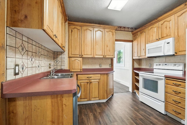 90 W 200 S, Logan, UT 84321 - kitchen with white appliances and dark wood-type flooring