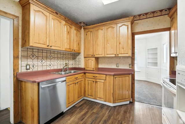 90 W 200 S, Logan, UT 84321 - kitchen featuring stainless steel dishwasher, electric range, backsplash, and dark wood finished floors