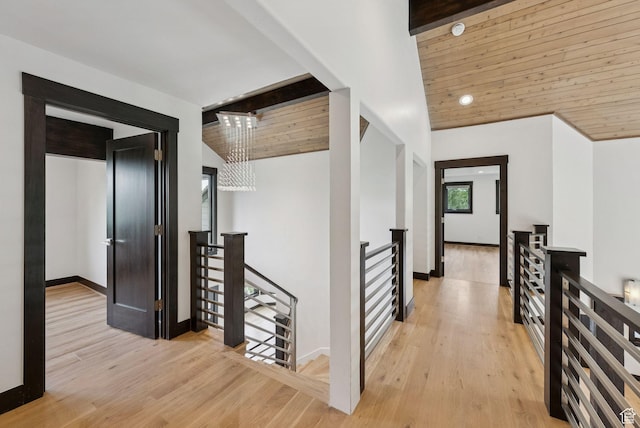 4670 Nelson Ct, Park City, UT 84098 - hall featuring an upstairs landing, wood finished floors, and recessed lighting