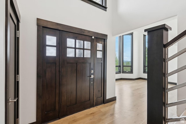 4670 Nelson Ct, Park City, UT 84098 - entrance foyer featuring light wood-style flooring and baseboards