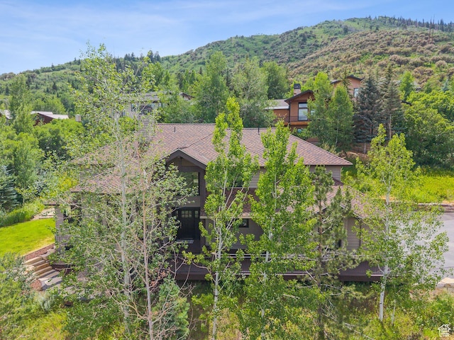 4670 Nelson Ct, Park City, UT 84098 - view from above of property featuring a mountain backdrop and a heavily wooded area