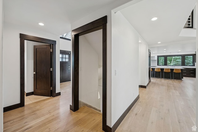 4670 Nelson Ct, Park City, UT 84098 - hall featuring light wood-style floors and recessed lighting