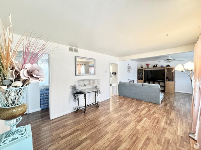 4606 W 5540 S, Kearns, UT 84118 - living room with wood finished floors and ceiling fan