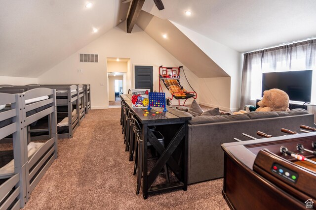 373 W Rendezvous Way N, Garden City, UT 84028 - living room featuring light carpet and a ceiling fan